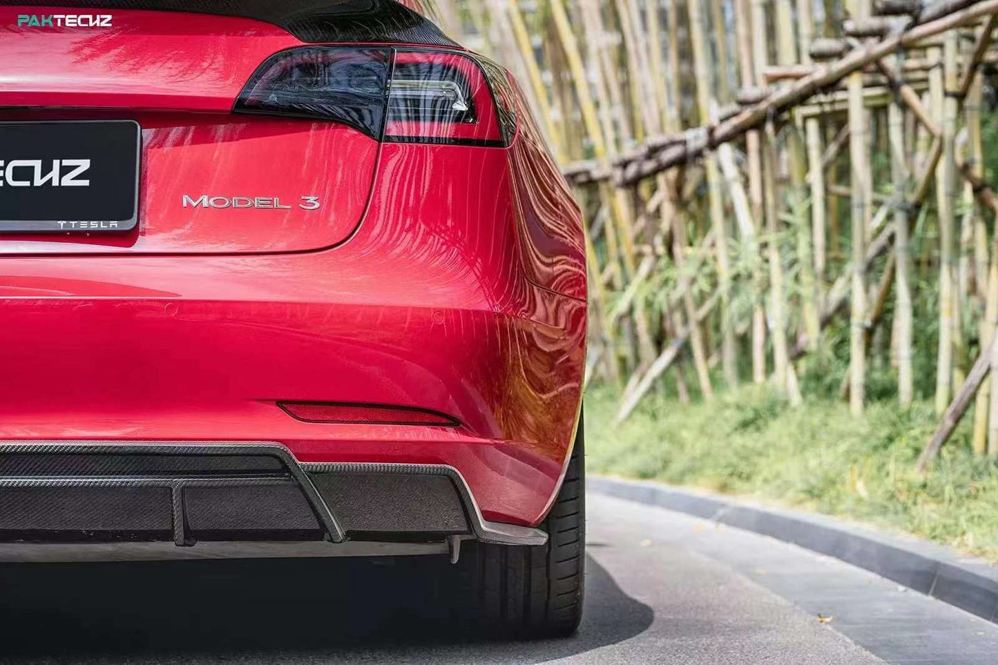 Dry Carbon Fiber Tesla Model 3 Rear Diffuser (Paktechz Design)