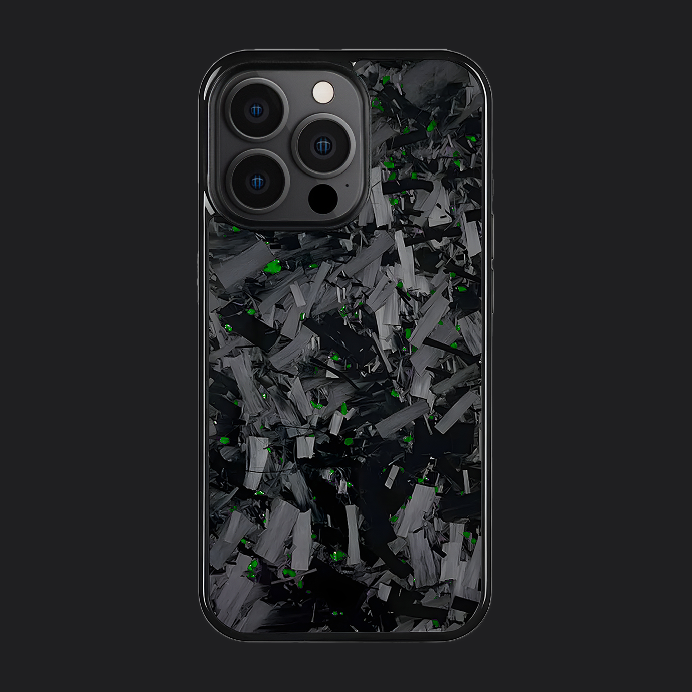 iPhone Carbon Fiber Case Forged - Long Strands Green Sparkles