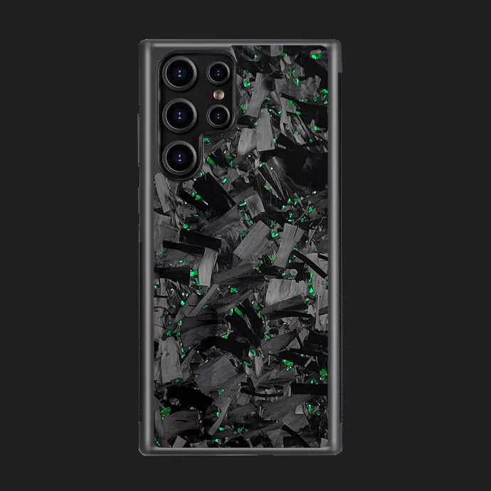 Samsung Carbon Fiber Case Forged - Long Strands Green Sparkles