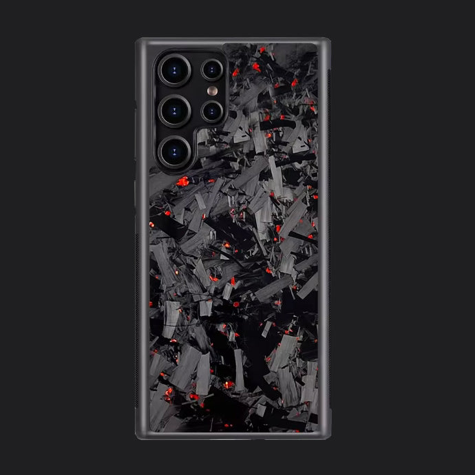 Samsung Carbon Fiber Case Forged - Long Strands Red Sparkles