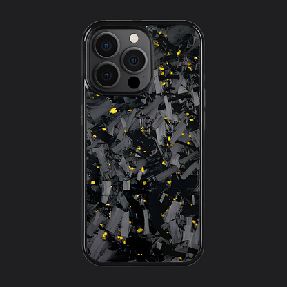 iPhone Carbon Fiber Case Forged - Long Strands Gold Sparkles