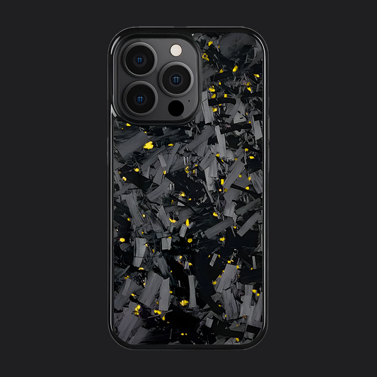 iPhone Carbon Fiber Case Forged - Long Strands Gold Sparkles
