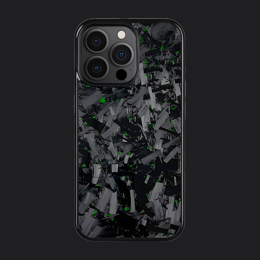 iPhone Carbon Fiber Case Forged - Long Strands Green Sparkles