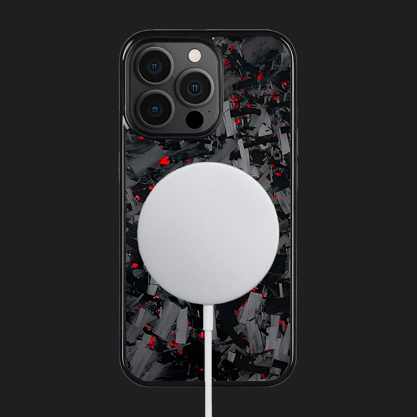 iPhone Carbon Fiber Case Forged - Long Strands Red Sparkles