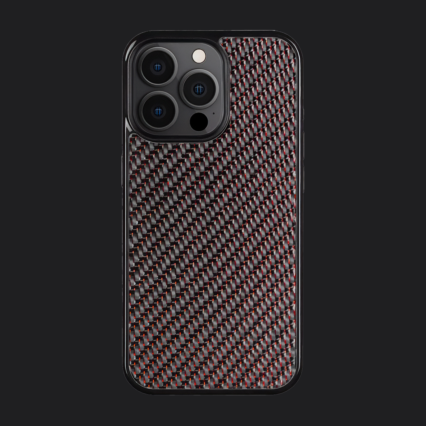iPhone Carbon Fiber Case - Twill Weave Red Reflections