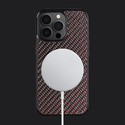 iPhone Carbon Fiber Case - Twill Weave Red Reflections